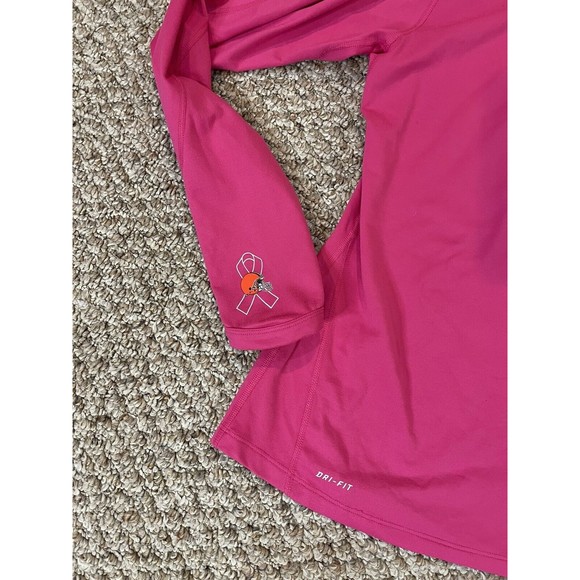Cleveland Browns Nike Woman’s Longsleeve Dri-Fit Top Sz Med 1/4 Zip -PINK - Picture 2 of 4
